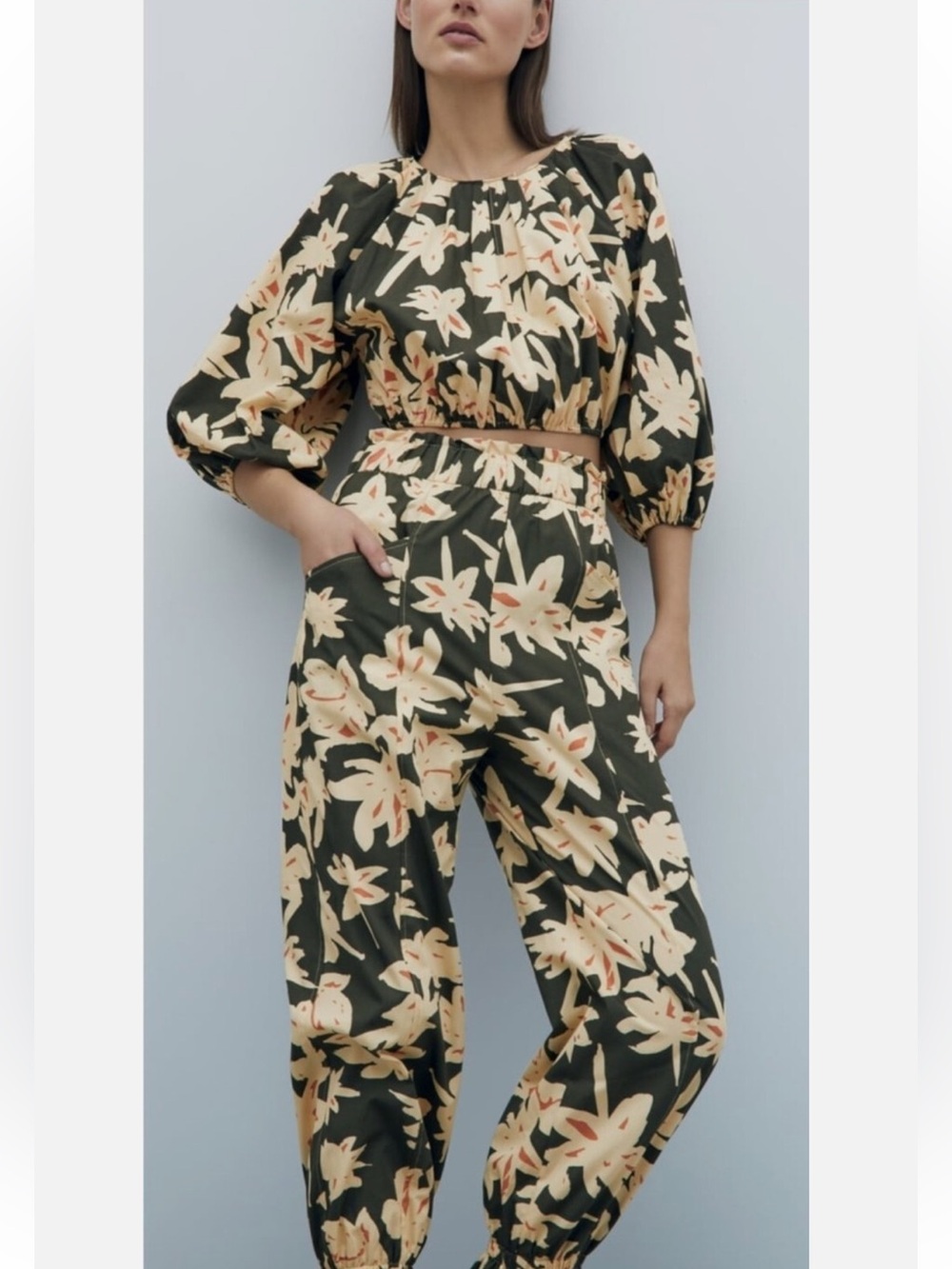 ZARA WOMENS 2 PC. CO-ORD MATCHING FLORAL PANT SET, SIZE XS, MULTICOLOR